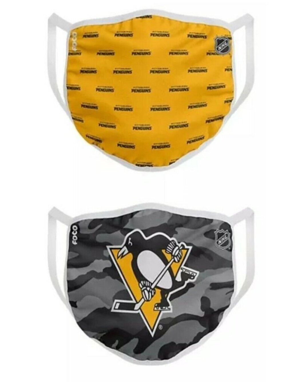 Pittsburgh Penguins Adjustable Face Mask Reuseable ADULT SIZE 2pk Hockey NHL New